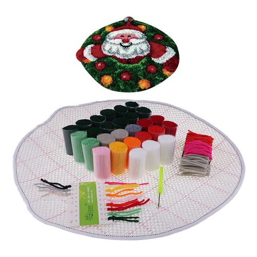 1 Kit Christmas Santa Claus Latch Hook Cushion Needle Craft DIY Making Rug Kit — image 4