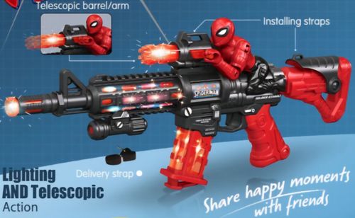 Spiderman Toy Gun M416 Assault Rifle Machine Gun Lights with Sounds Kids Toys UK — image 2