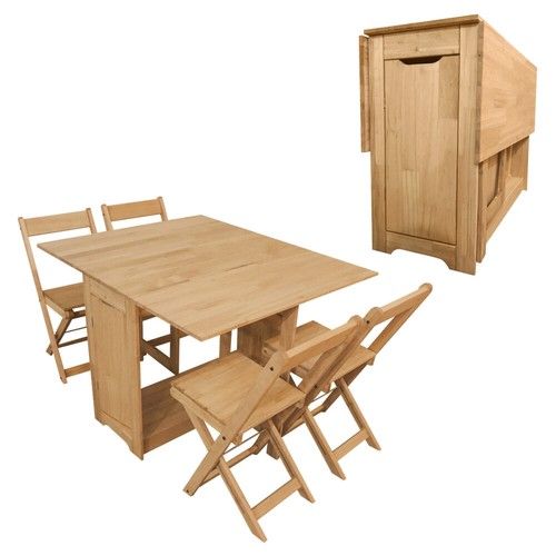 Corona Butterfly Folding Drop Leaf Dining Set Dining Table with 4 Chairs Kitchen