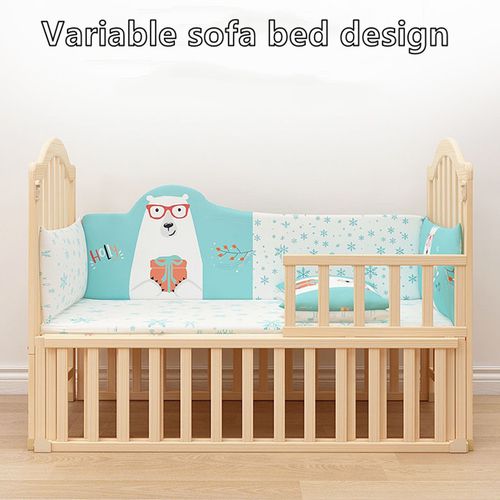 Wooden Baby Crib Bedside Cot 3-in-1 Safe Crib Next to Me From Birth Adjustable — image 9