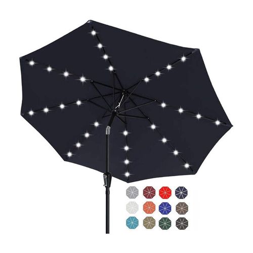 Solar Patio Umbrella LED Lights Garden Parasol Tilt Crank Deck Pool ABCCANOPY — image 2