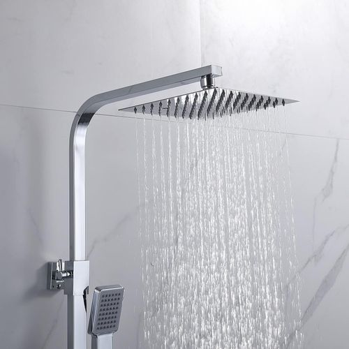 Bathroom Mixer Shower Thermostatic Dual Head Square Rainfall Head Handset Chrome — image 6