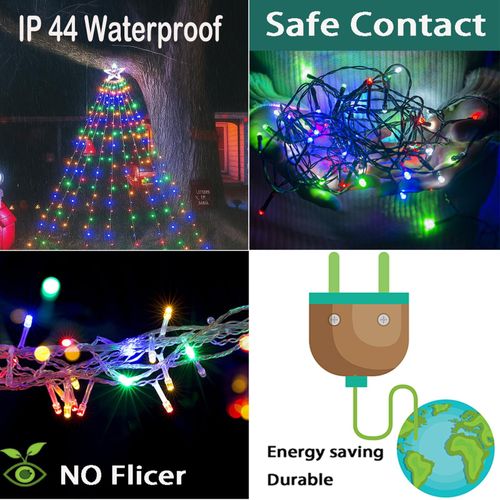 Kwaiffeo Outdoor Christmas Decorations 350 LED Waterfall Christmas Lights 3.5M — image 20