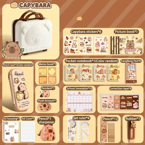 Capybara Stationery Set - Large Capacity Pencil Case - Cute School Supplies — image 1