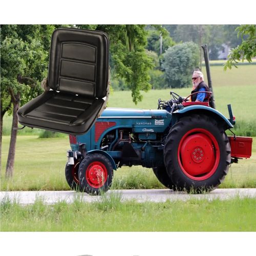 Universal Waterproof Tractor Seat Adjustable Forklift Digger Mower Dumper Black — image 5