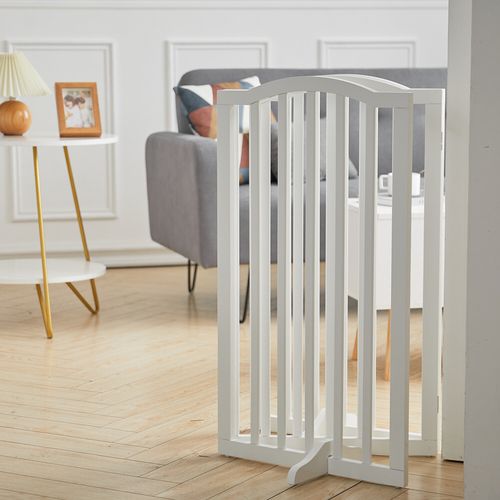 Folding Pet Gate Dog Fence Child Safety Durable Free Standing Wooden Stair Gates — image 5