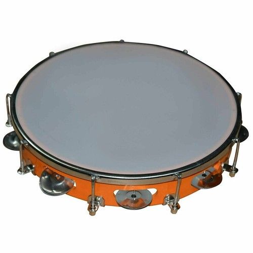 Handmade Tambourine With Head Hand Percussion Musical Instrument 10 Inch
