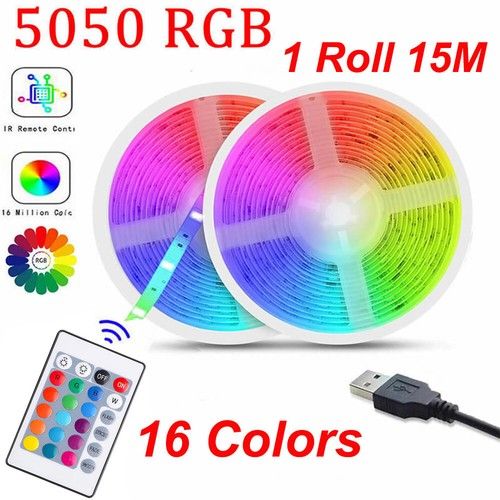 LED Strip Lights USB 1-20m 5050 RGB Colour Changing Tape for kitchen Cabinet, TV