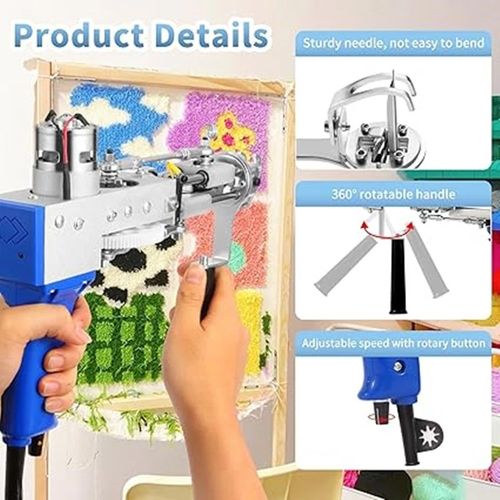 2 in 1 Cut & Loop Tufting Gun Kit - Rug Making Tool with Frame & UK Plug — image 8