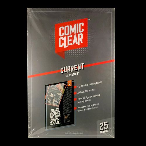 25-pack of Crystal-Clear Comic Clear Backing Boards - Current Age Size — image 1