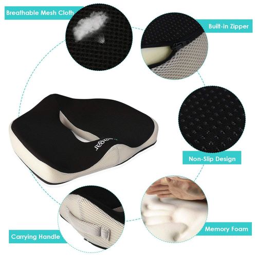 Feagar Seat Cushion for Coccyx Sciatica Hemorrhoid Tailbone Back Pain Relief — image 3