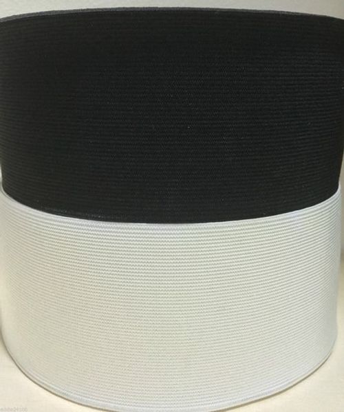 WOVEN ELASTIC PREMIUM QUALITY 3 INCH 75MM WIDE BLACK OR WHITE VARIOUS LENGTHS