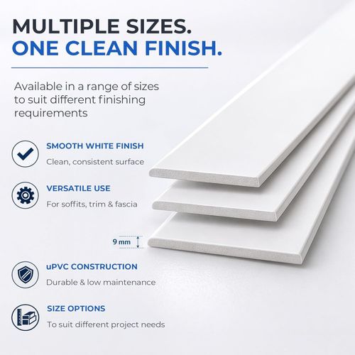 White uPVC Flat Board 150mm x 1m 9mm Plastic Utility Board Cladding Trim — image 3