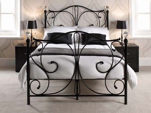 4ft6 Double Bed Frame Black or White Deluxe Metal Bed  Easy Assembly  Reinforced