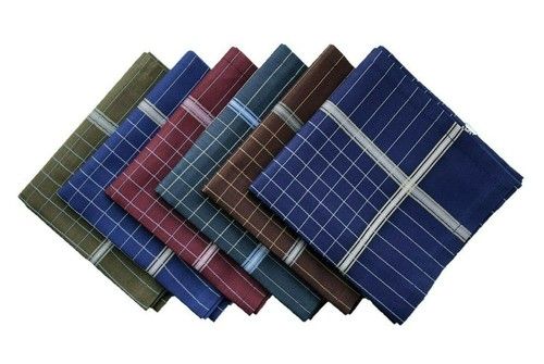 STYLE SQUARE MENS MEDIUM CHECKED 100% COTTON HANKIES 45X45 CM SET OF 6 (80020)