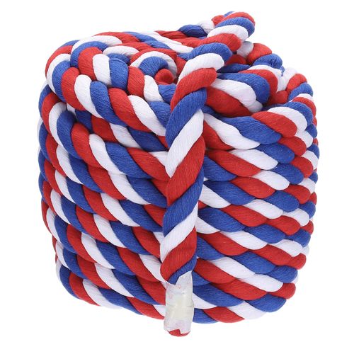 Natural Twisted Cotton Rope 1 Inch x 50 Feet Tug of War Rope Red Blue White — image 1