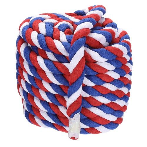 Natural Twisted Cotton Rope 1 Inch x 50 Feet Tug of War Rope Red Blue White