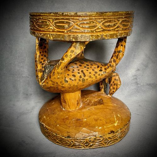 Handmade Wooden Leopard Sculpture - Stool Table - Tribal Ethnic Decor - African — image 9