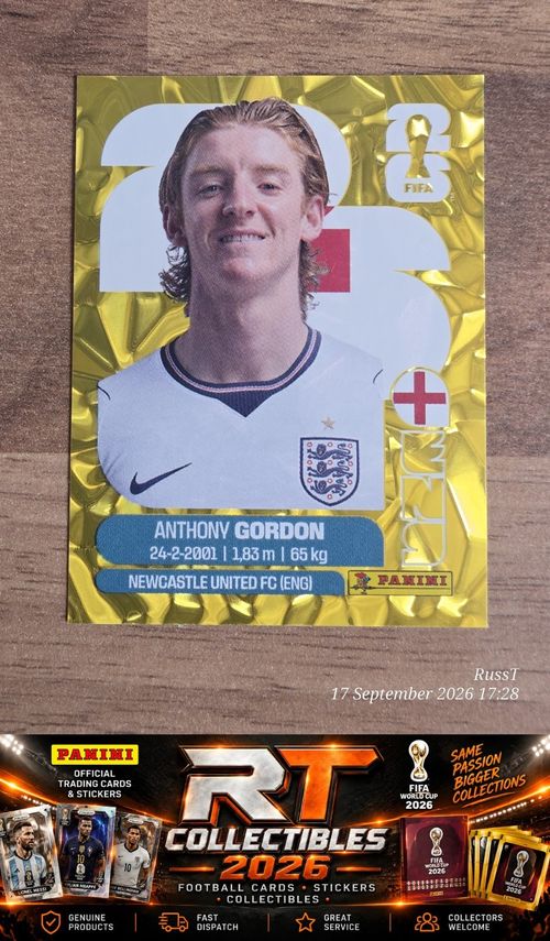 2026 Panini World Cup ENGLAND Full Team Gold Crumple Stickers Jude Bellingham — image 16