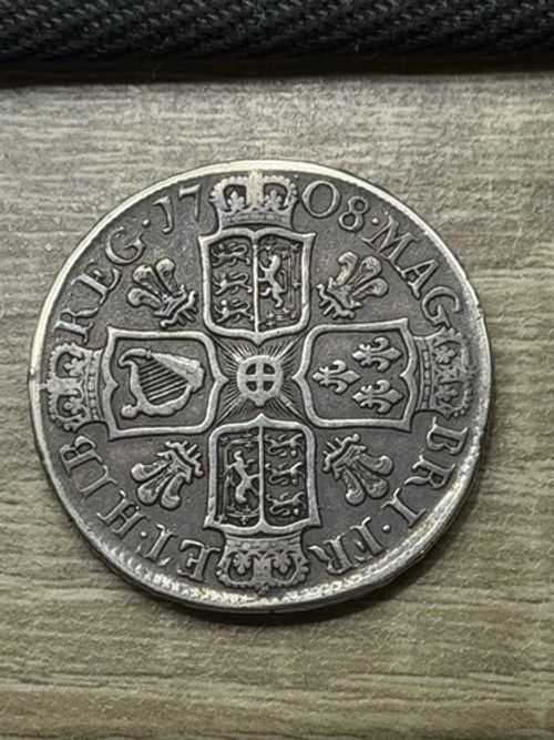 Anne, Halfcrown, 1708, Plumes In Angles, Silver, Nice Example, Listed As Rare!