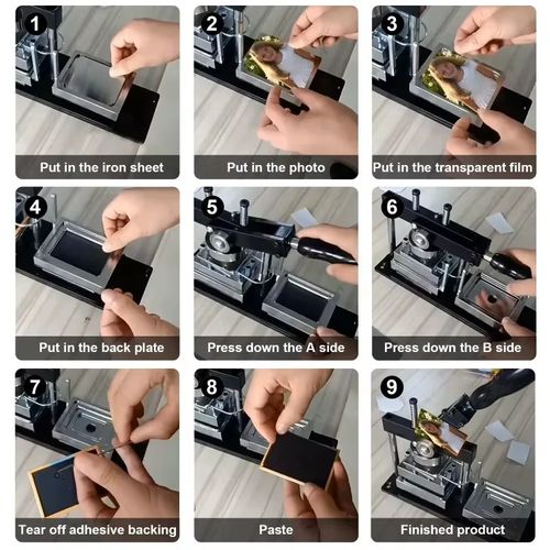 80*53mm  Rectangle Fridge Magnet Making Machine with Cutter and 150 pcs Material — image 11
