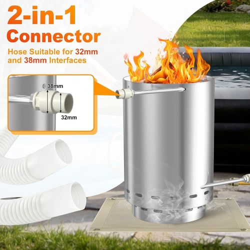 Firewood Pool Heater Stainless Steel Fire Barrel for Garden Pool＆Above Ground — image 5
