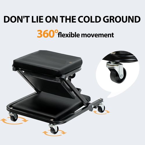 2 In 1 Mechanics Creeper Trolley Stool Workshop Padded Car Auto Workshop Garage — image 5
