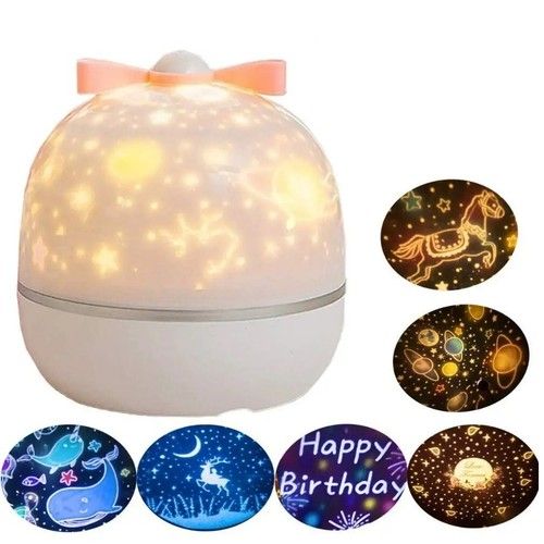 6 Different Projection Films LED Night Light 360° Rotating Star Projector Lamp