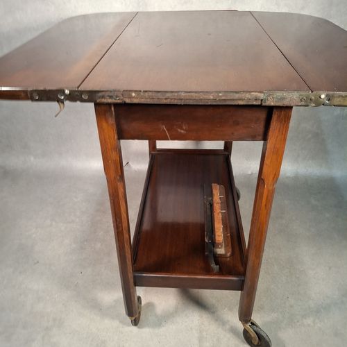 Drop Leaf Trolley Table Tea Drinks Cart Wooden Serving Table On Wheels Vintage — image 8