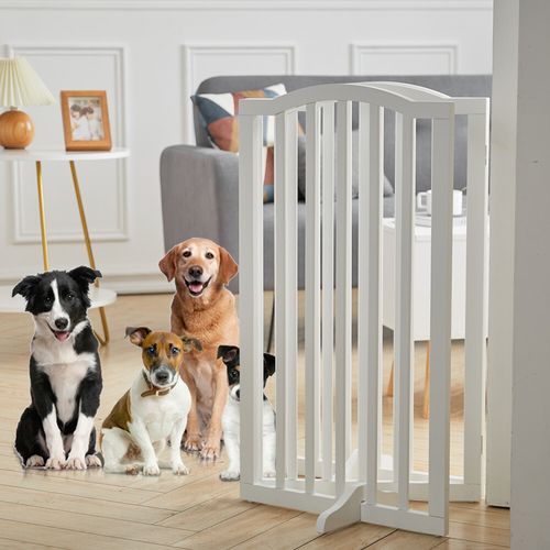 Folding Pet Gate Dog Fence Child Safety Durable Free Standing Wooden Stair Gates — image 2