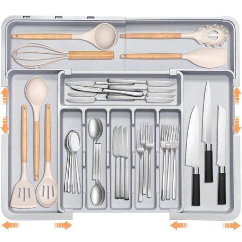 Adjustable Kitchen Drawer Organiser Expandable Cutlery Utensil Storage Tray 6-9 — image 1
