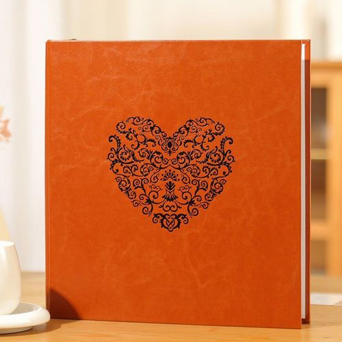 5Inch Photo Album 500 Photos Large Capacity Slip Pockets PU Leather Cover Orange — image 3