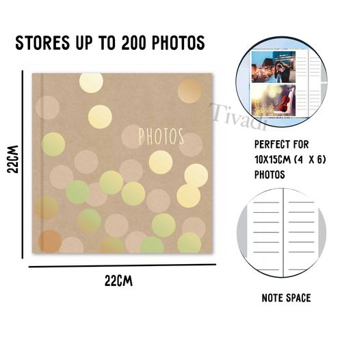 Photo Album 200 Photos 4x6 | Kraft Cover, Gold Polka Dot, Scrapbook Keepsake — image 12