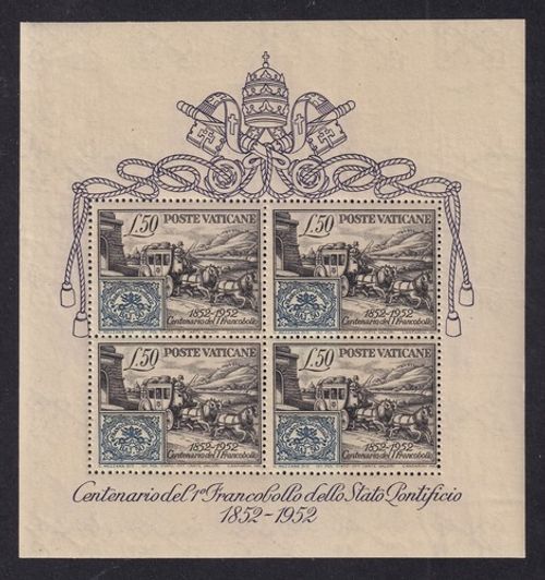 VATICAN CITY 1952 Stamp Centenary Miniature Sheet SG MS176a MNH/** (CV £475)
