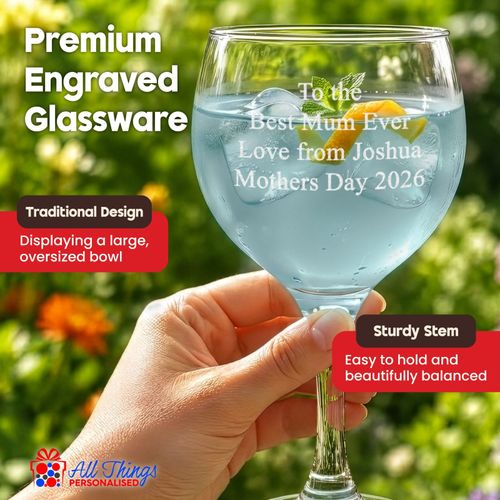 Personalised Engraved Gin Balloon Glass Gin & Tonic Birthday Present Gift  — image 5