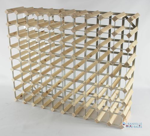 Cranville wine rack storage 90 bottle pine wood and metal wine rack assembled — image 2