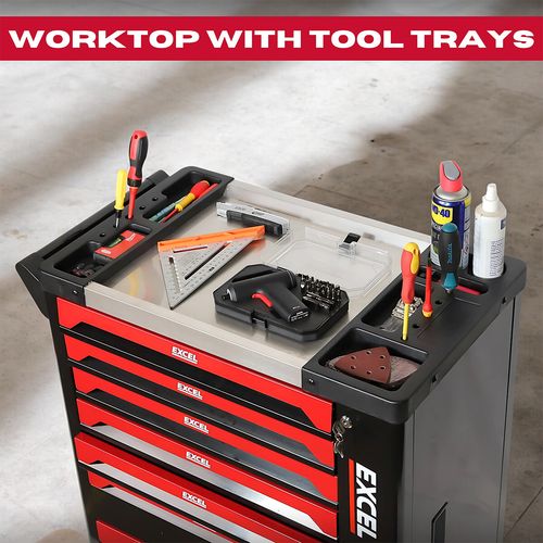 Excel Tool Box 7 Drawers 30" Roller Cabinet With 249 Piece Tool Kit Black — image 8