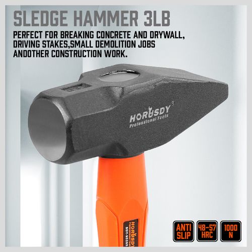 5PC Hammer Set 16oz 32oz Ball Pein 32oz Rubber Mallet 3lb Sledge 3lb Cross Peen — image 5