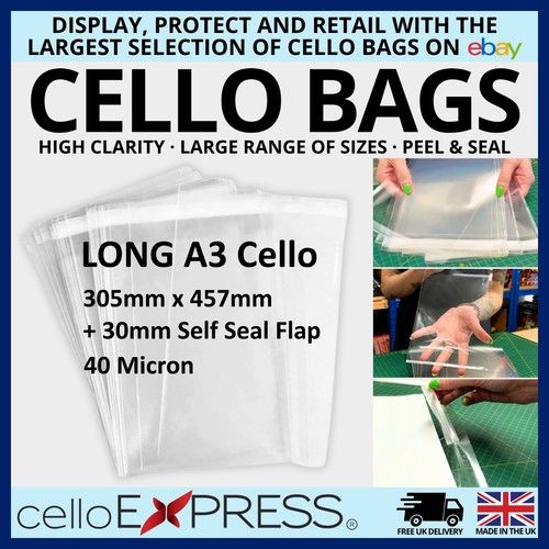 Clear Cello Cellophane Card Bags Self Seal ✅Display Bag for Cards & Photos UK  ✅