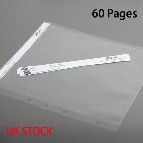 eTone 60x 120 Film Negative Strip Sleeves Storage Ring Binder Pages-translucent