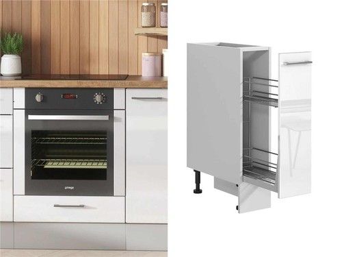 Kitchen Cabinet Pull Out Storage Basket 200mm Unit White Gloss Cupboard Ella