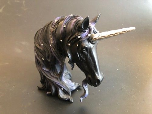 Nemesis Now Jewelled Midnight Black Unicorn Bust 15cm Figurine Ornament REPAIRED