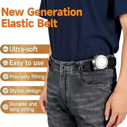 BUCKLE-FREE ELASTIC BELT INVISIBLE NO BUCKLE WAIST BELT WOMEN MEN ADJUSTABLE UK — image 3