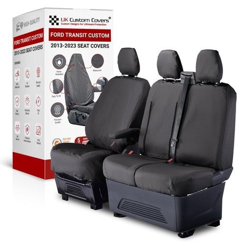 Ford Transit Custom Front Seat Covers Tailored Waterproof (2013-2023) Black 102