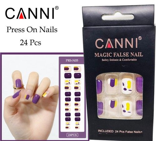 CANNI 24pcs Press On False Finger Nails - Fake Nails Glittered Solid Colours