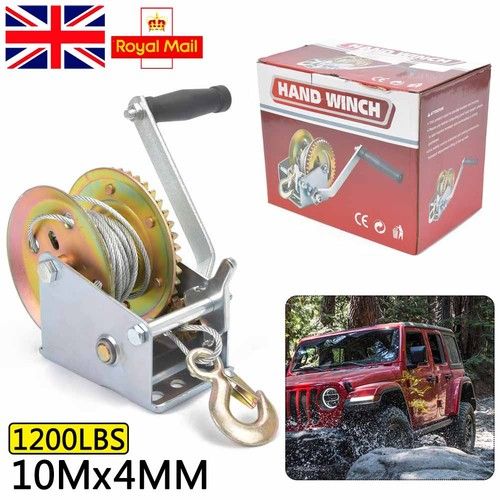 Manual Hand Winch 1200lbs Boat Trailer Caravan 10m 33ft Cable Length Marine Pull