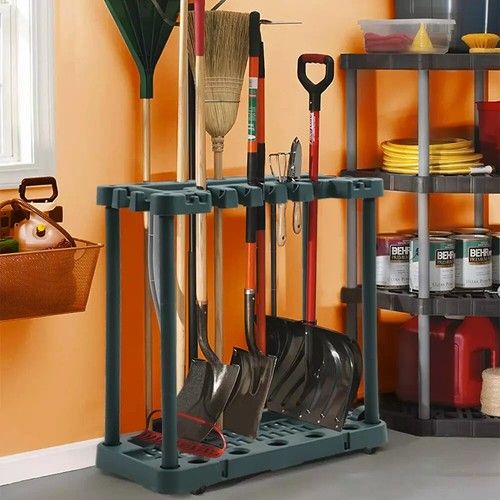 Garden Tool Holder on wheels Rack Gardening Garage Organizer Caddy Shed storage