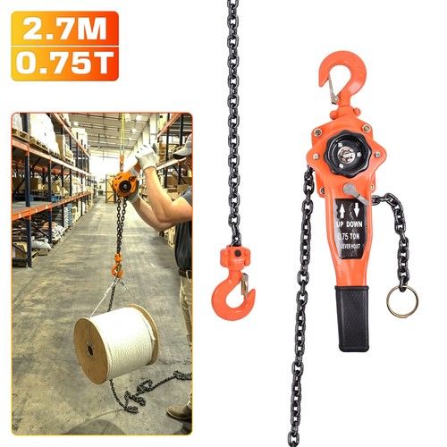 750/1500kg Lever Block Chain Hoist 2.7m Manual Ratchet Puller Heavy Duty Lifter