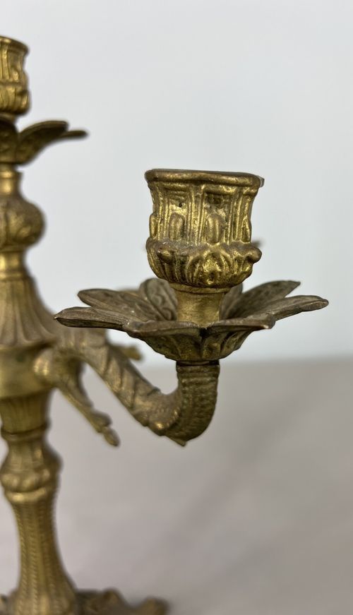 Antique French Brass Candelabra – Ornate 5-Arm Candle Holder (Lot 3604) — image 6