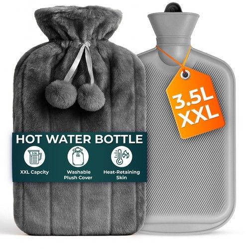 Large Hot Water Bottle With Cover Pain Relief Fleece Luxury FREE DELIVERY